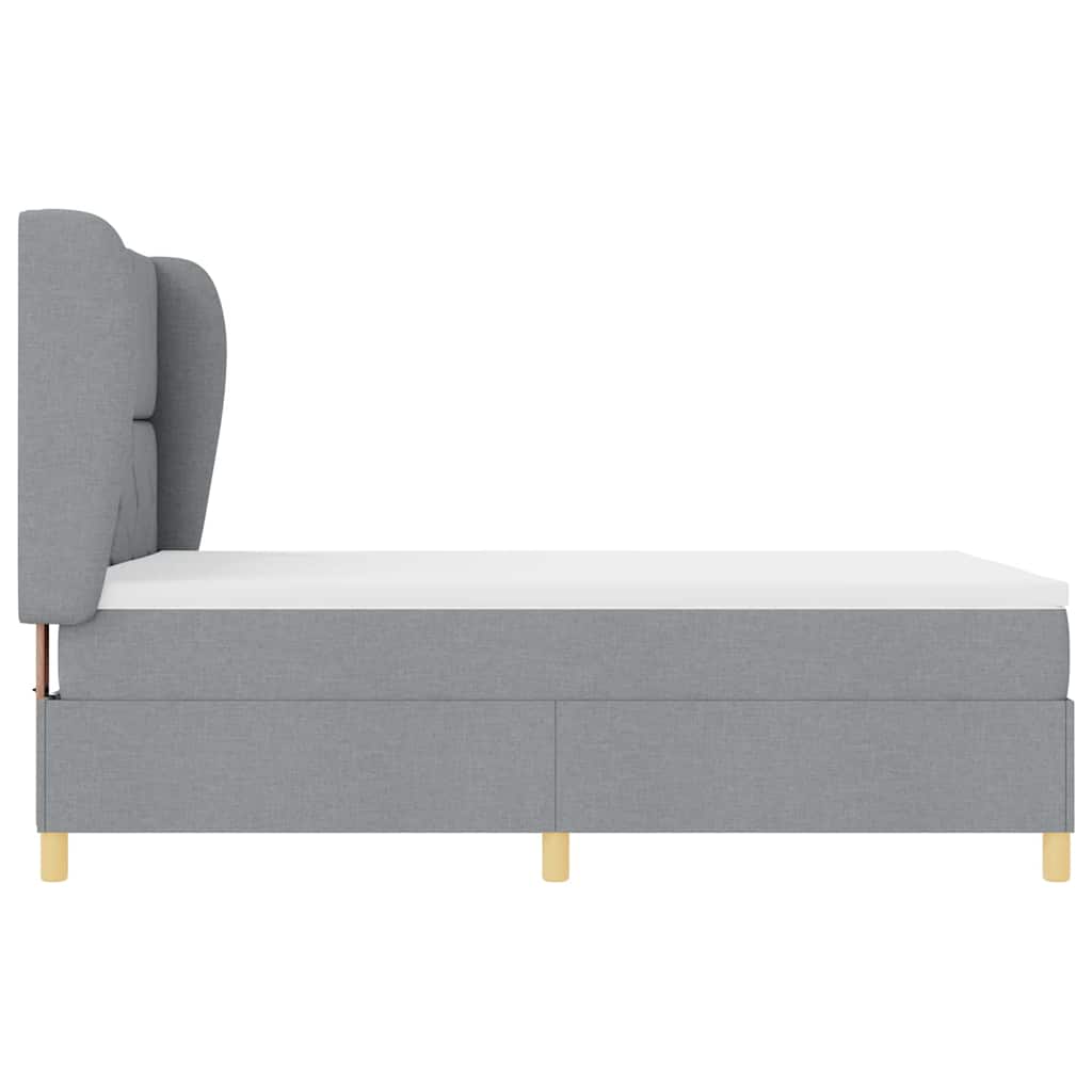 Box spring seng med hovedgærde Lysegrå 200 x 140 cm Stof
