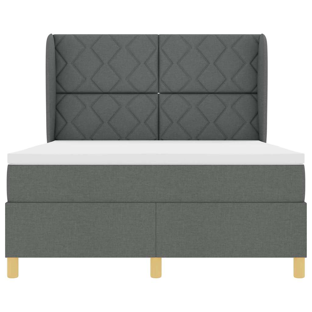 Box spring seng med hovedgærde Mørkegrå 200 x 140 cm Stof