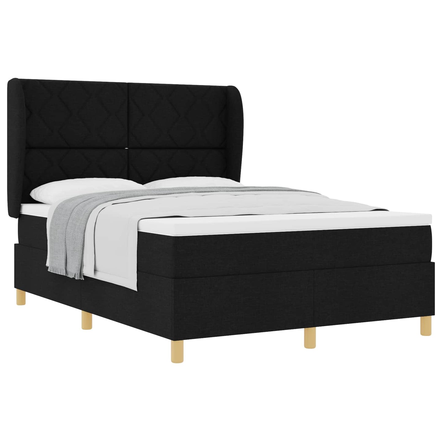 Box spring seng med hovedgærde Sort 200 x 140 cm Stof