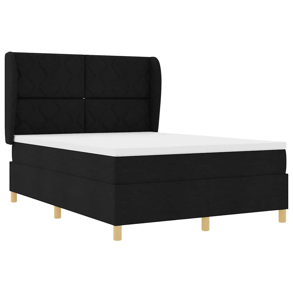 Box spring seng med hovedgærde Sort 200 x 140 cm Stof