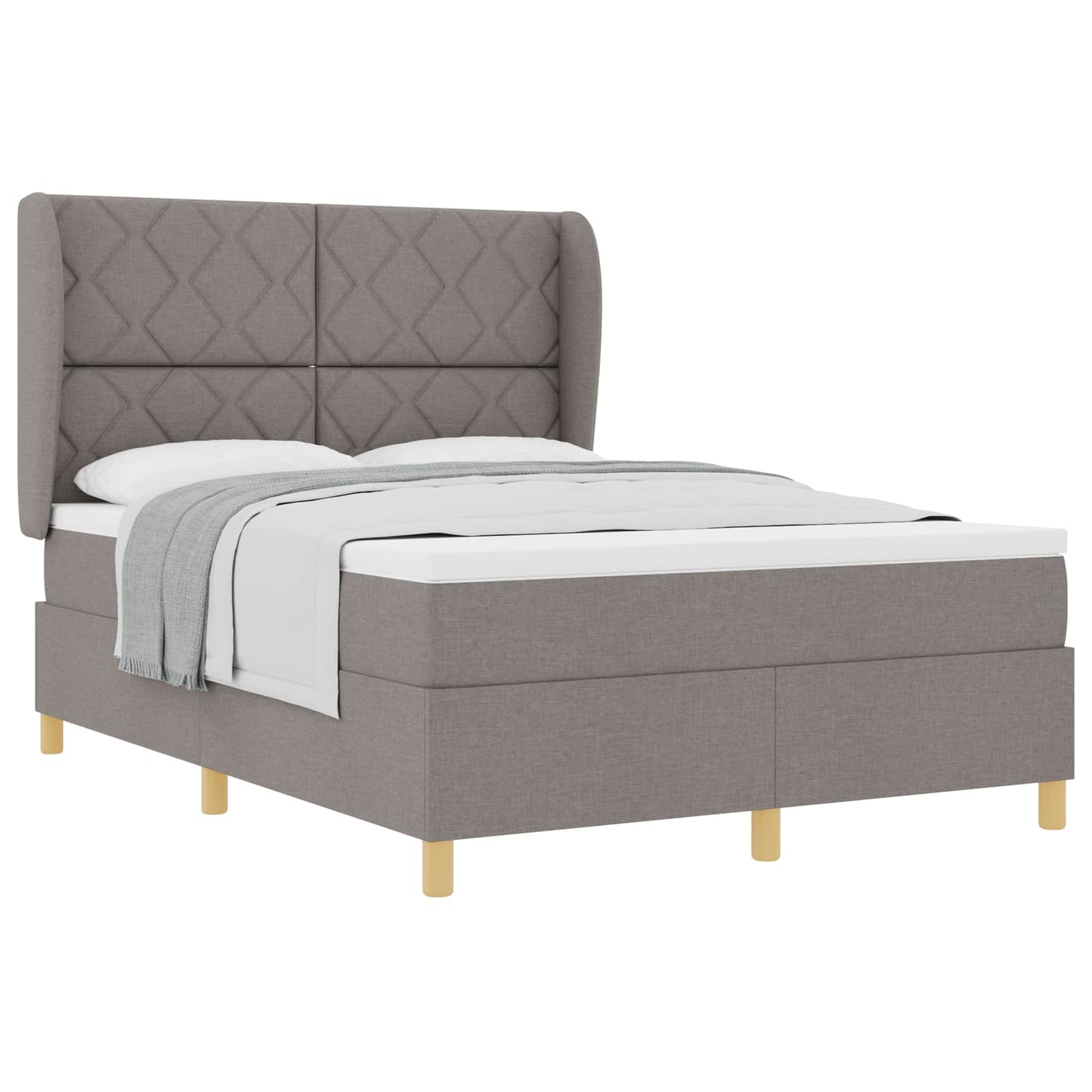 Box spring seng med hovedgærde Gråbrun 200 x 140 cm Stof