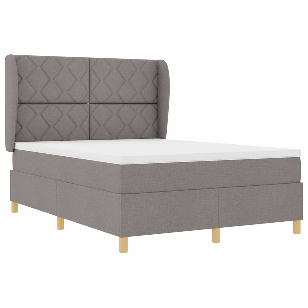 Box spring seng med hovedgærde Gråbrun 200 x 140 cm Stof