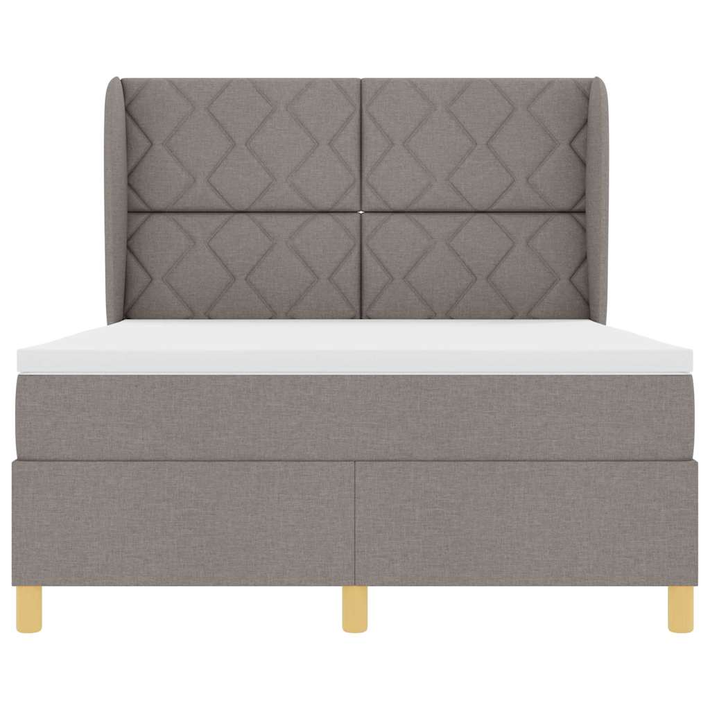 Box spring seng med hovedgærde Gråbrun 200 x 140 cm Stof