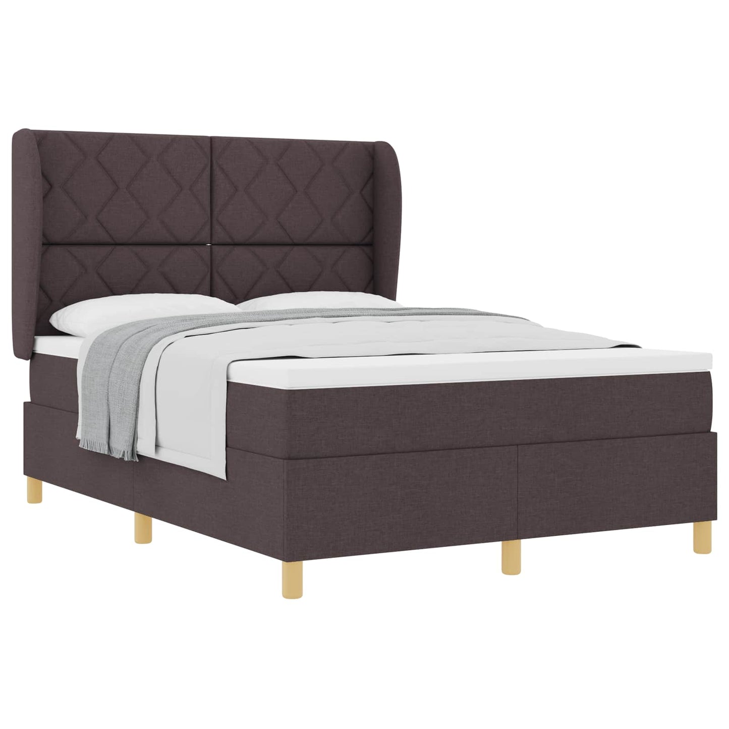 Box spring seng med hovedgærde Mørk Brun 200 x 160 cm Stof