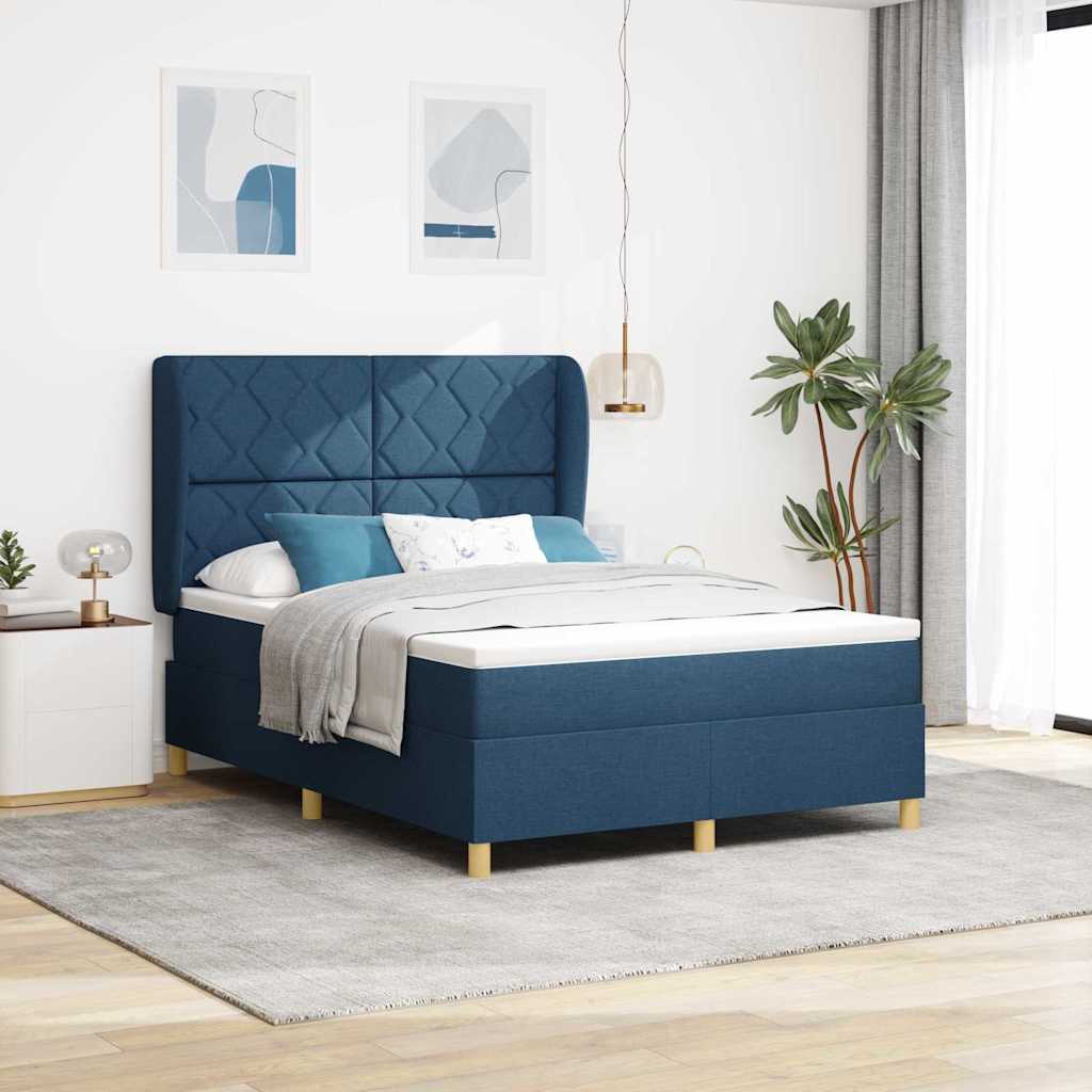 Box spring seng med hovedgærde Blå 200 x 160 cm Stof