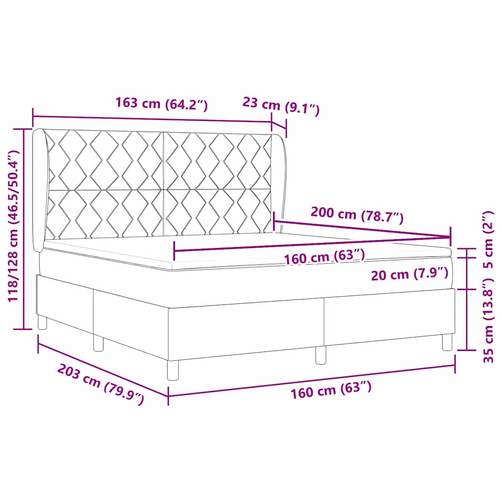 Box spring seng med hovedgærde Blå 200 x 160 cm Stof