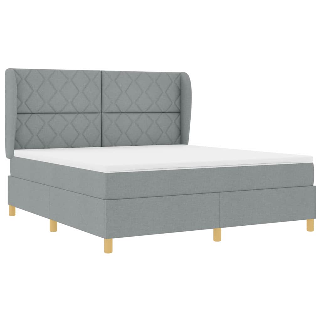 Box spring seng med hovedgærde Lysegrå 200 x 180 cm Stof