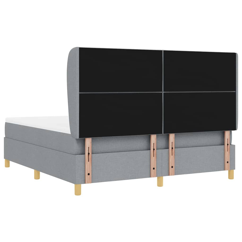 Box spring seng med hovedgærde Lysegrå 200 x 180 cm Stof