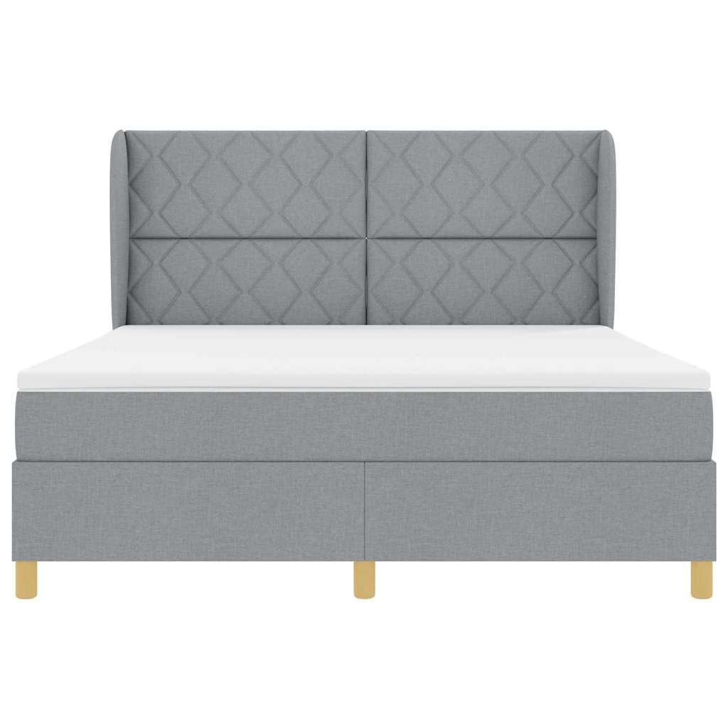 Box spring seng med hovedgærde Lysegrå 200 x 180 cm Stof