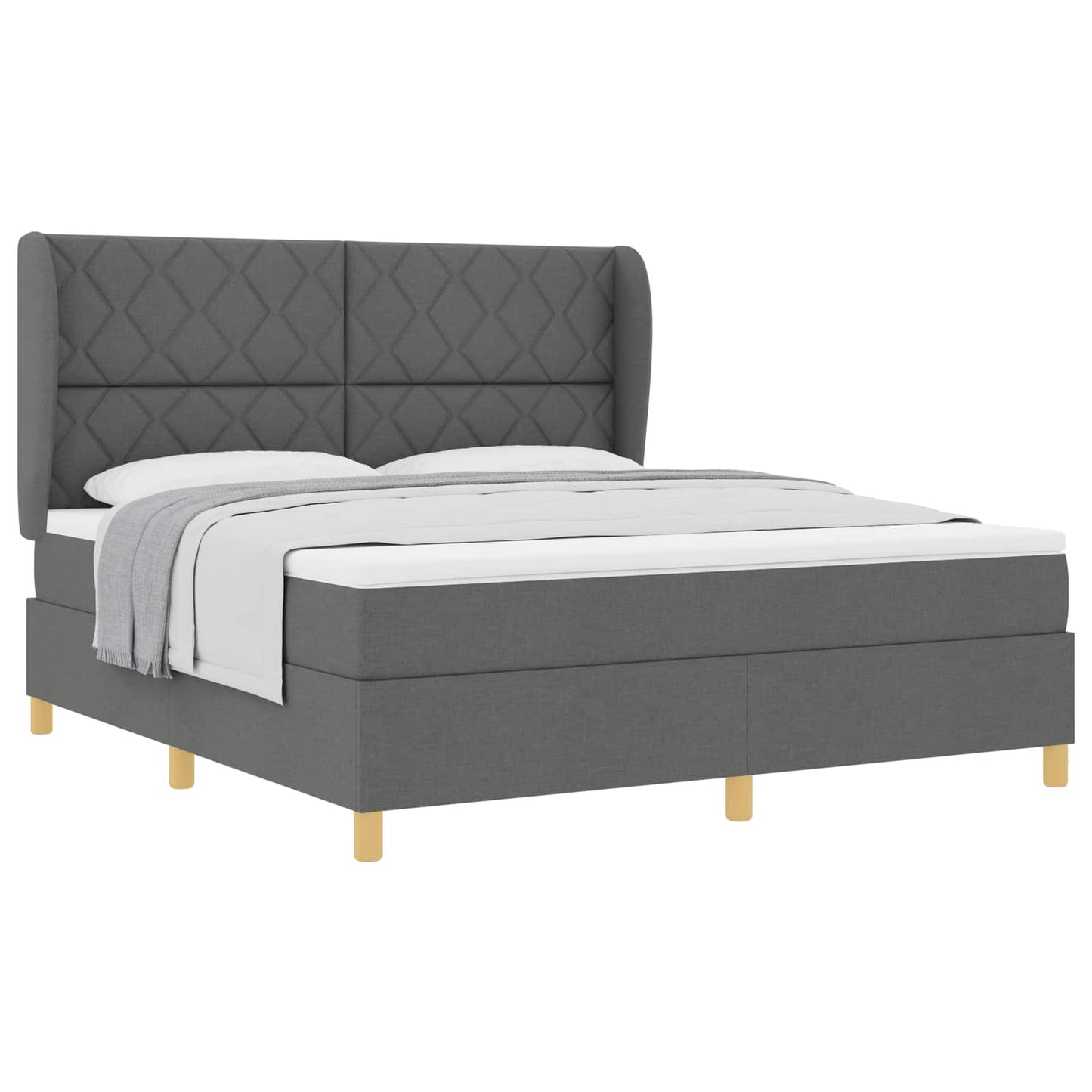 Box spring seng med hovedgærde Mørkegrå 200 x 180 cm Stof
