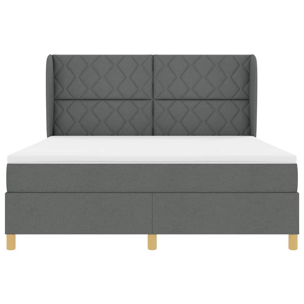 Box spring seng med hovedgærde Mørkegrå 200 x 180 cm Stof