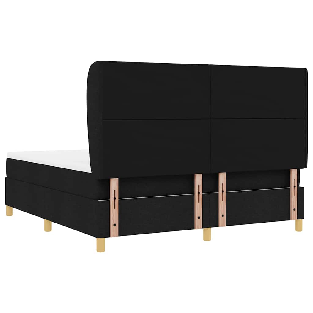 Box spring seng med hovedgærde Sort 200 x 180 cm Stof
