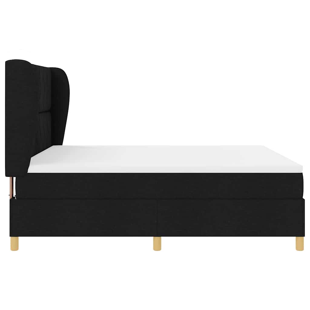 Box spring seng med hovedgærde Sort 200 x 180 cm Stof
