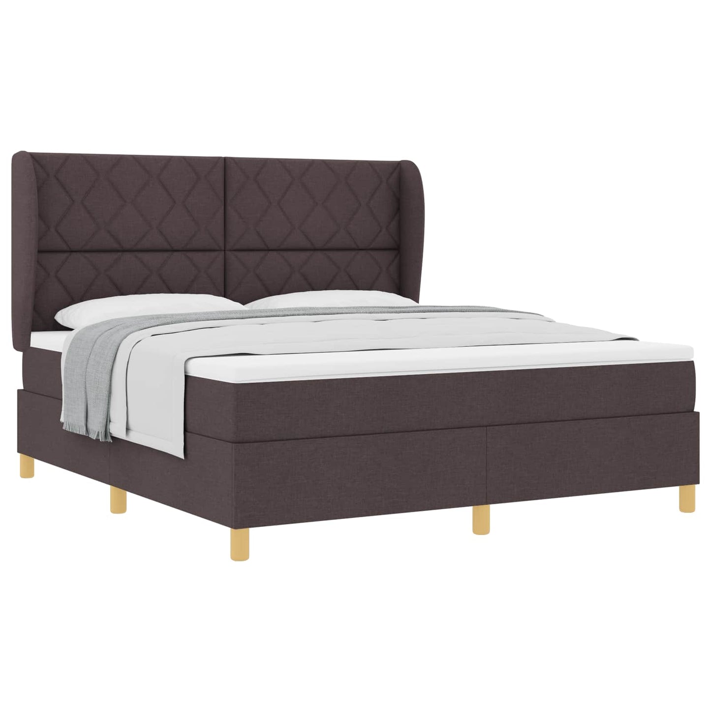 Box spring seng med hovedgærde Mørk Brun 200 x 180 cm Stof
