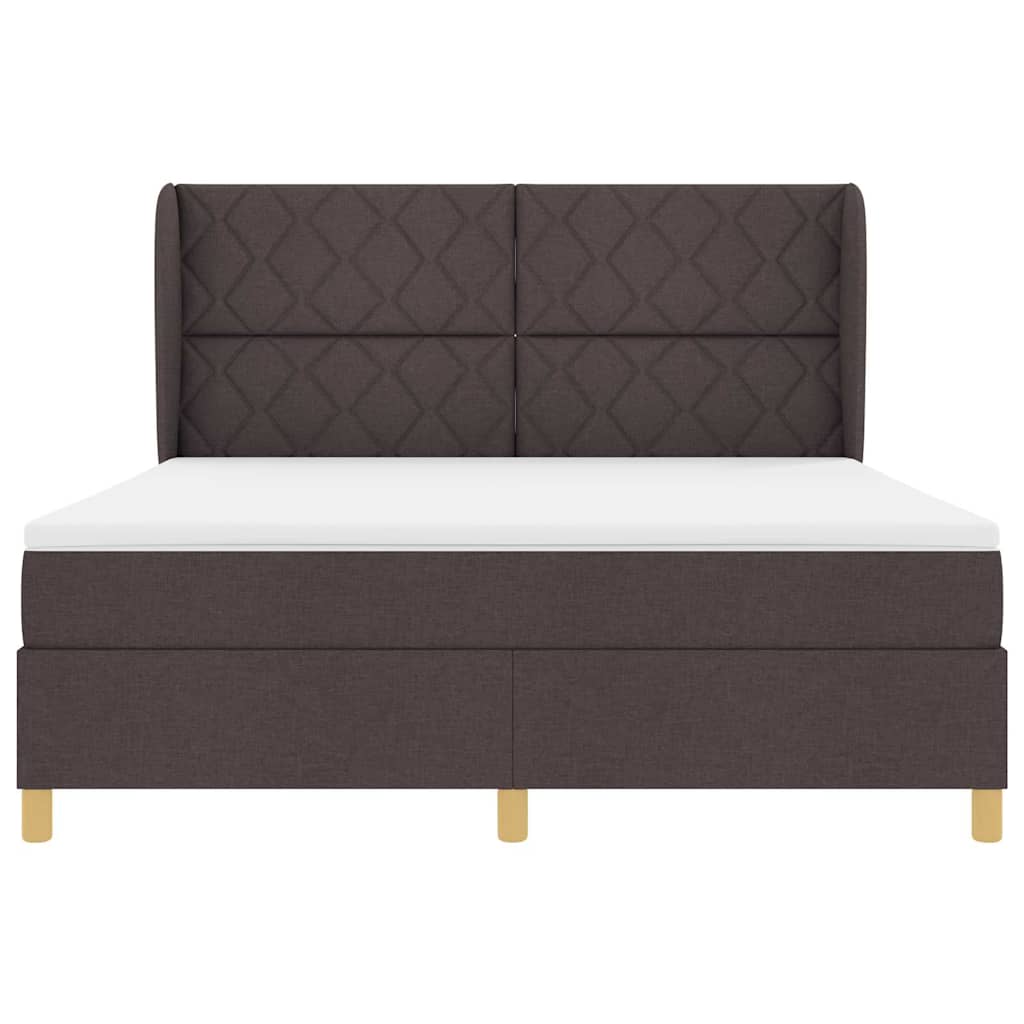 Box spring seng med hovedgærde Mørk Brun 200 x 180 cm Stof