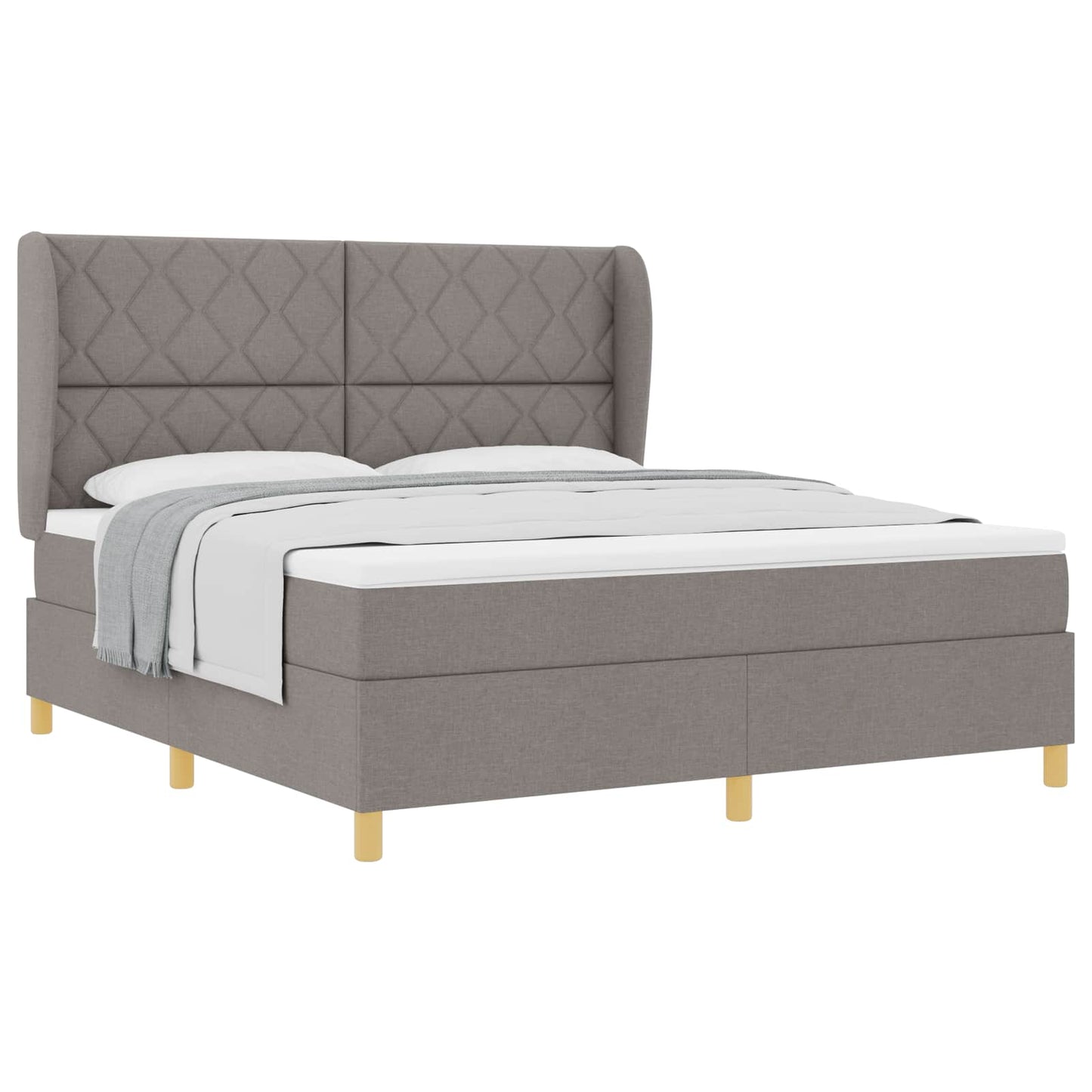 Box spring seng med hovedgærde Gråbrun 200 x 180 cm Stof
