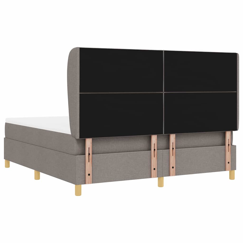 Box spring seng med hovedgærde Gråbrun 200 x 180 cm Stof