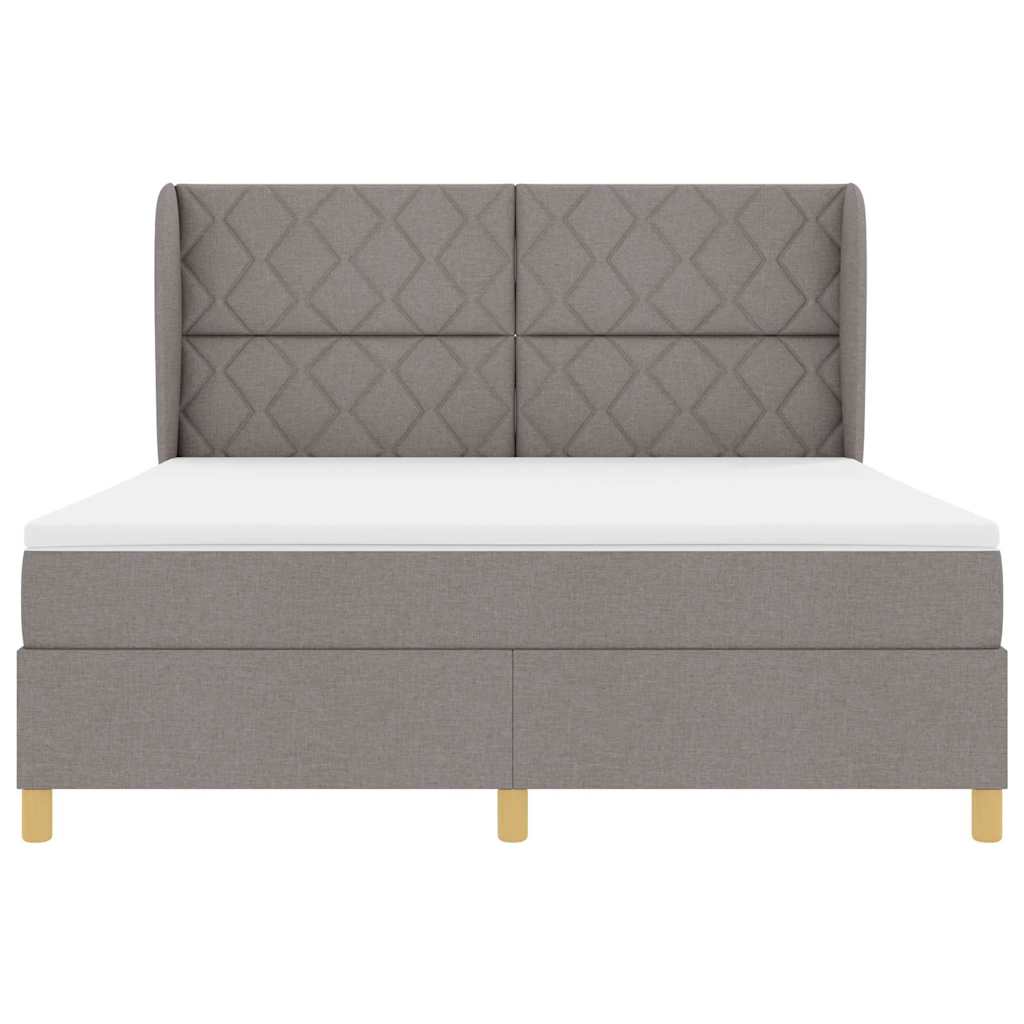 Box spring seng med hovedgærde Gråbrun 200 x 180 cm Stof