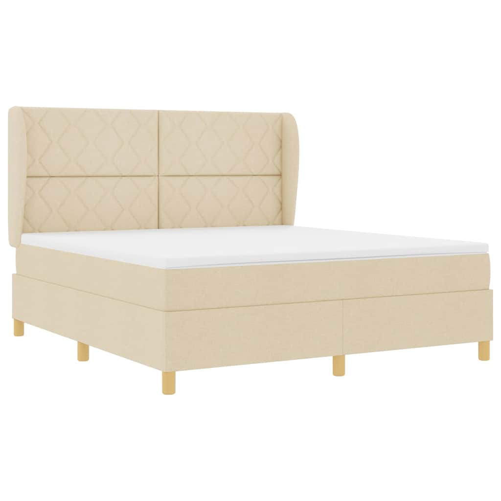 Box spring seng med hovedgærde Creme 200 x 180 cm Stof