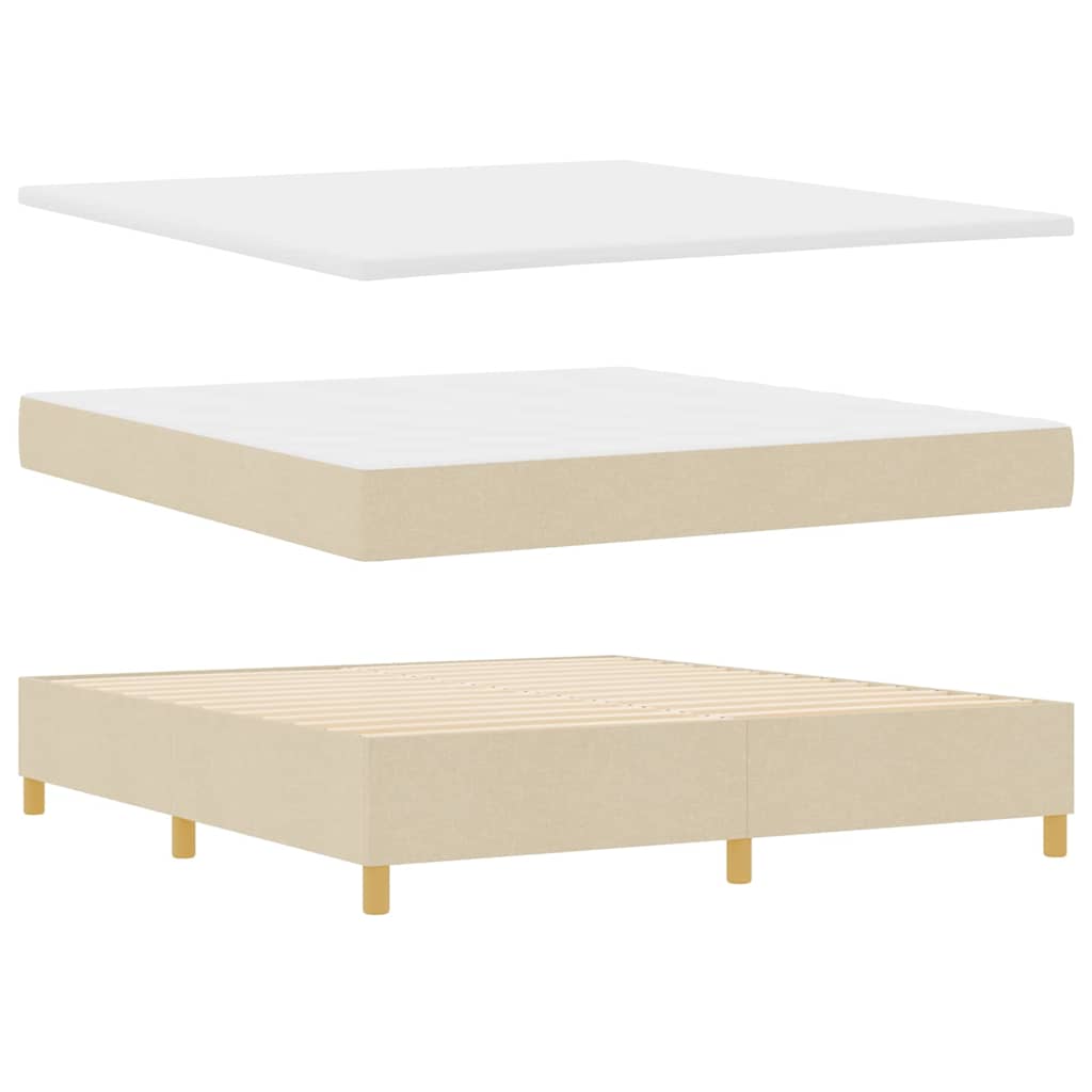 Box spring seng med hovedgærde Creme 200 x 180 cm Stof