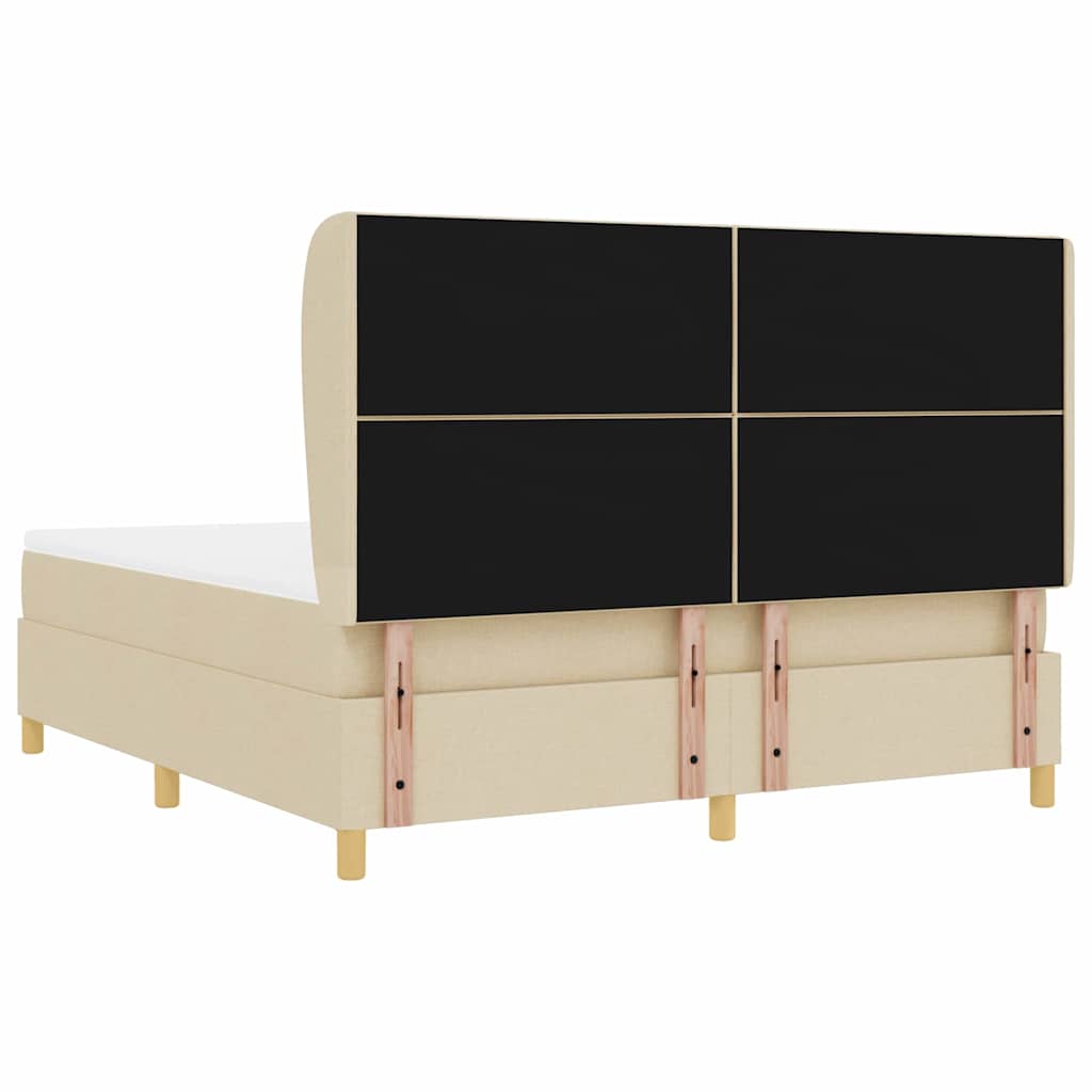 Box spring seng med hovedgærde Creme 200 x 180 cm Stof