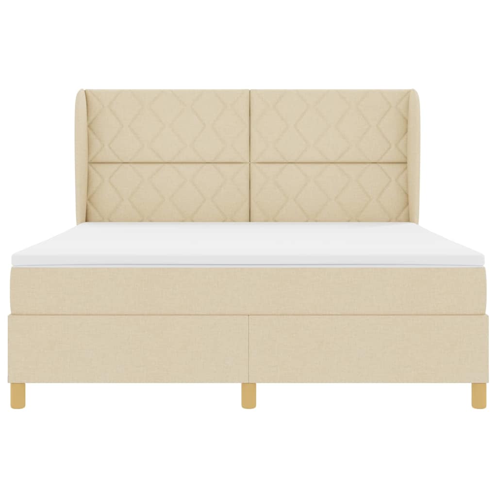 Box spring seng med hovedgærde Creme 200 x 180 cm Stof