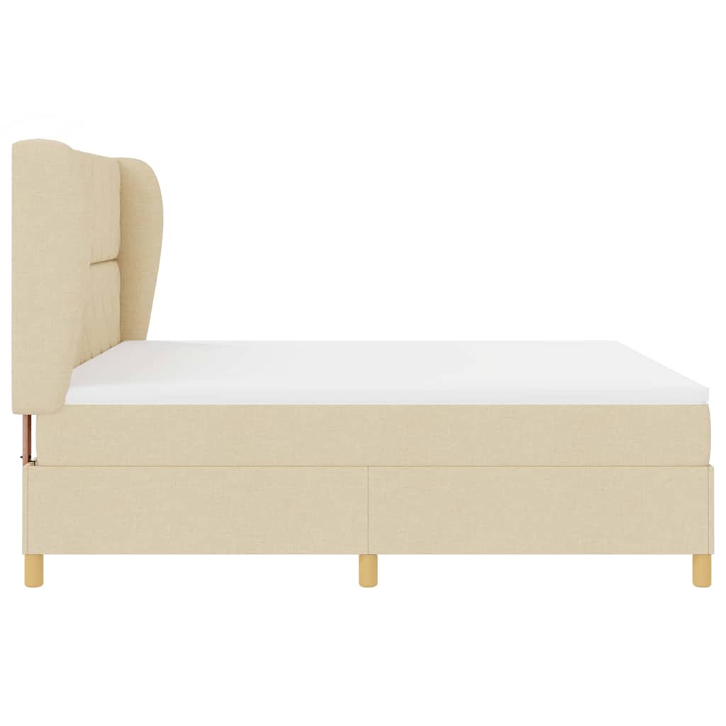 Box spring seng med hovedgærde Creme 200 x 180 cm Stof
