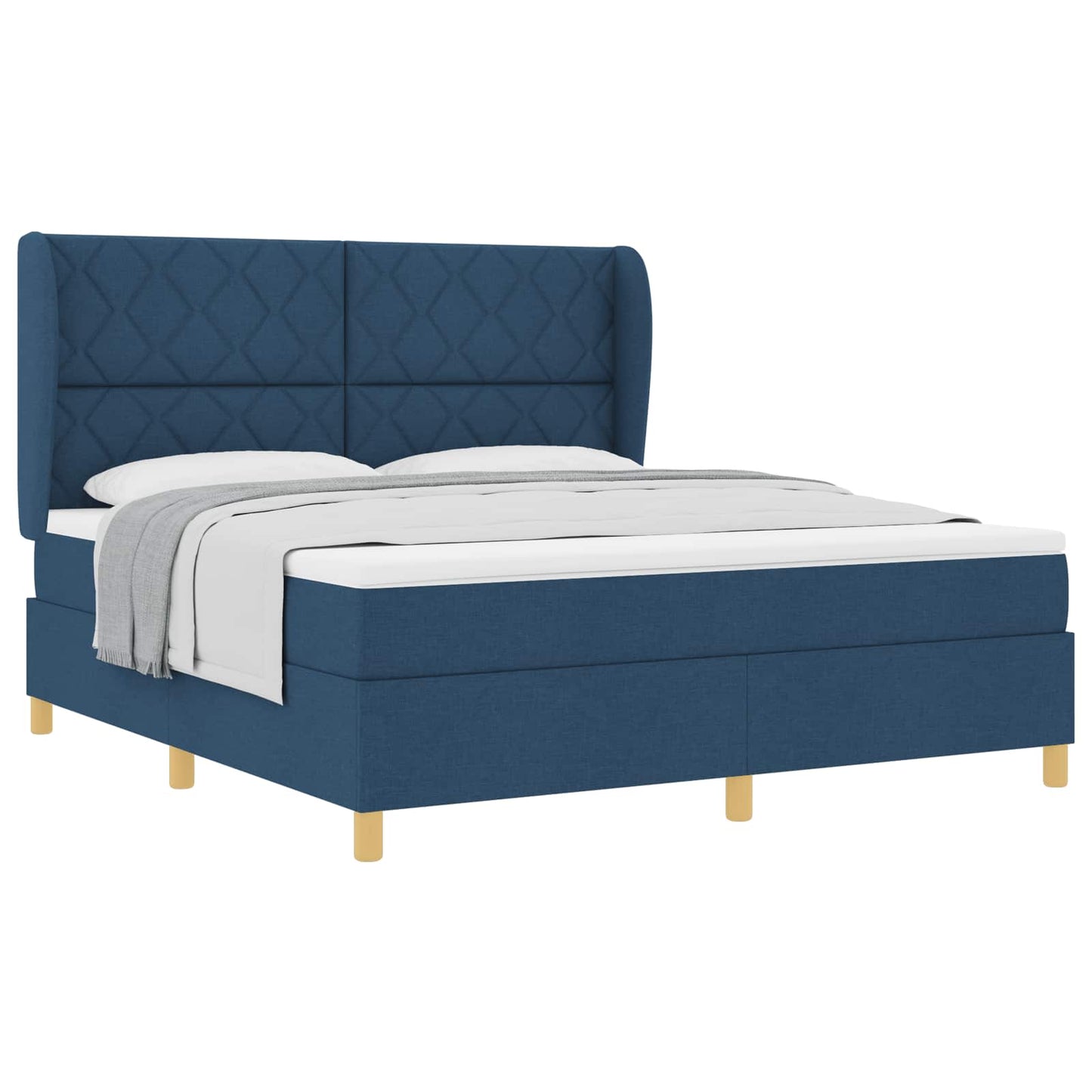 Box spring seng med pude med hovedgærde Blå 200 x 180 cm Stof