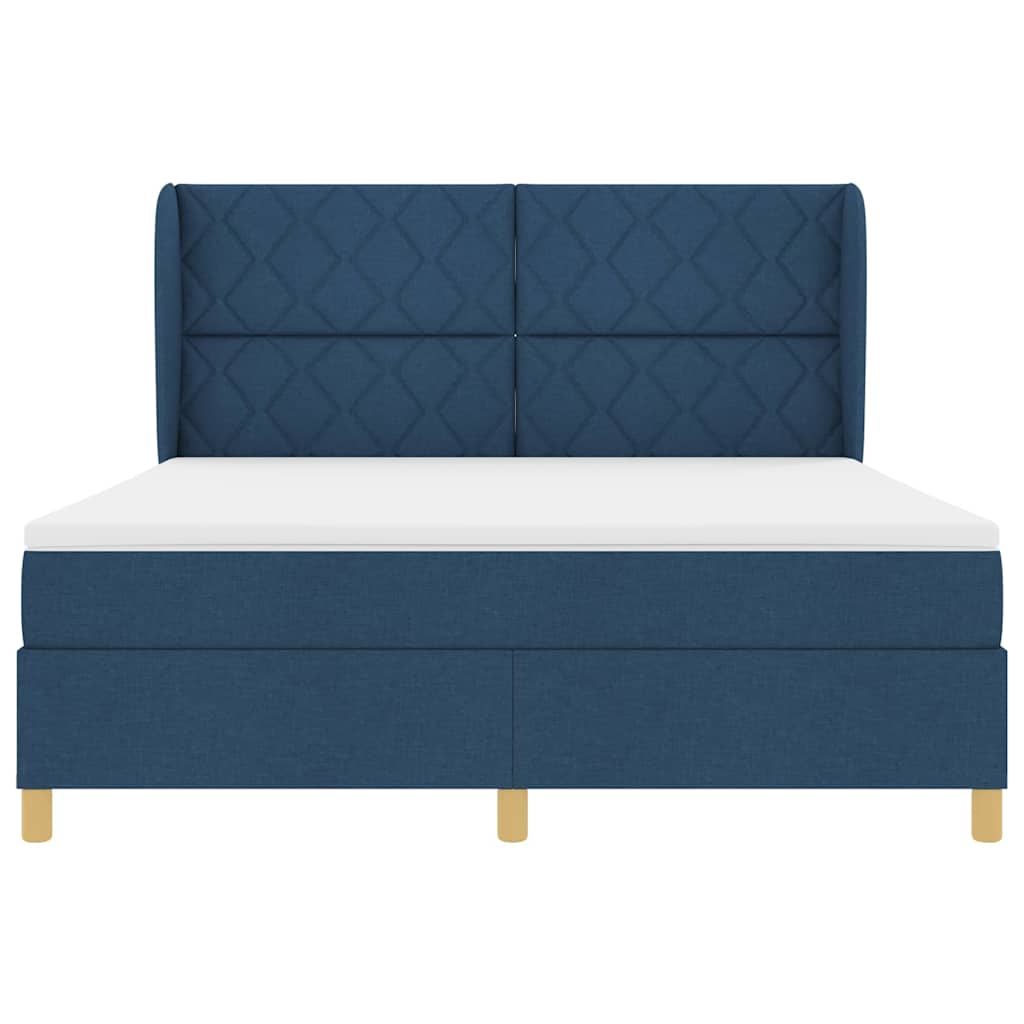 Box spring seng med pude med hovedgærde Blå 200 x 180 cm Stof
