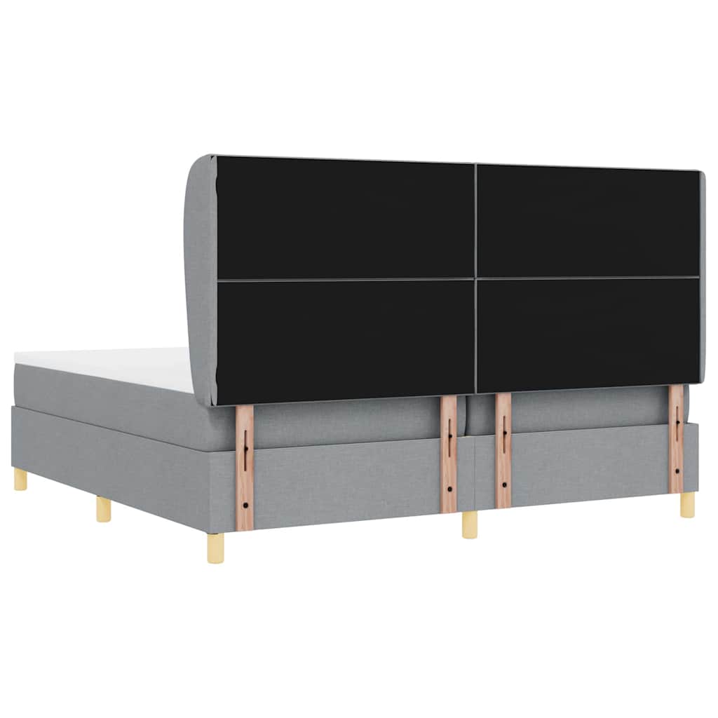 Box spring seng med hovedgærde Lysegrå 200 x 200 cm Stof