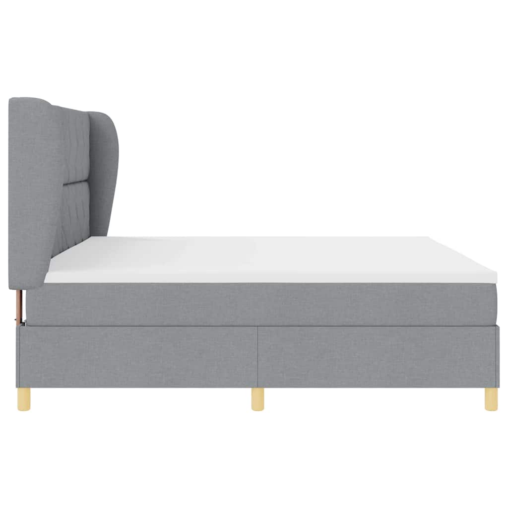 Box spring seng med hovedgærde Lysegrå 200 x 200 cm Stof