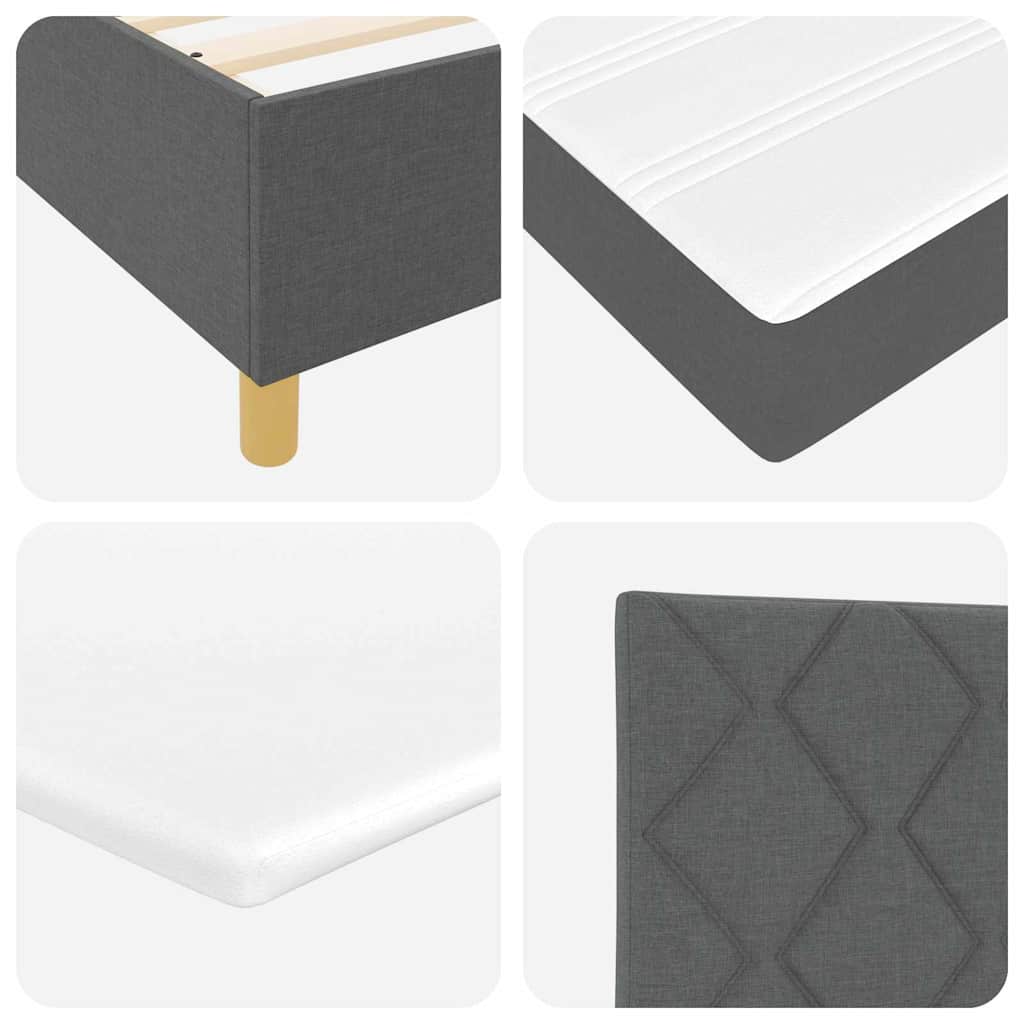 Box spring seng med hovedgærde Mørkegrå 200 x 200 cm Stof
