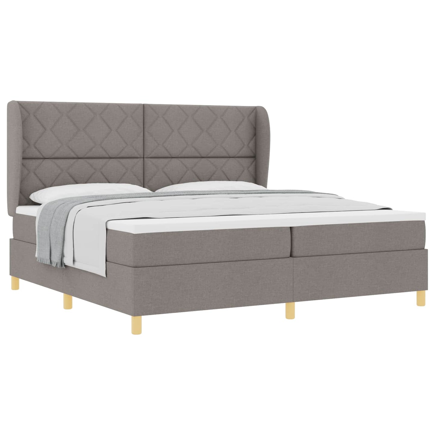 Box spring seng med hovedgærde Gråbrun 200 x 200 cm Stof