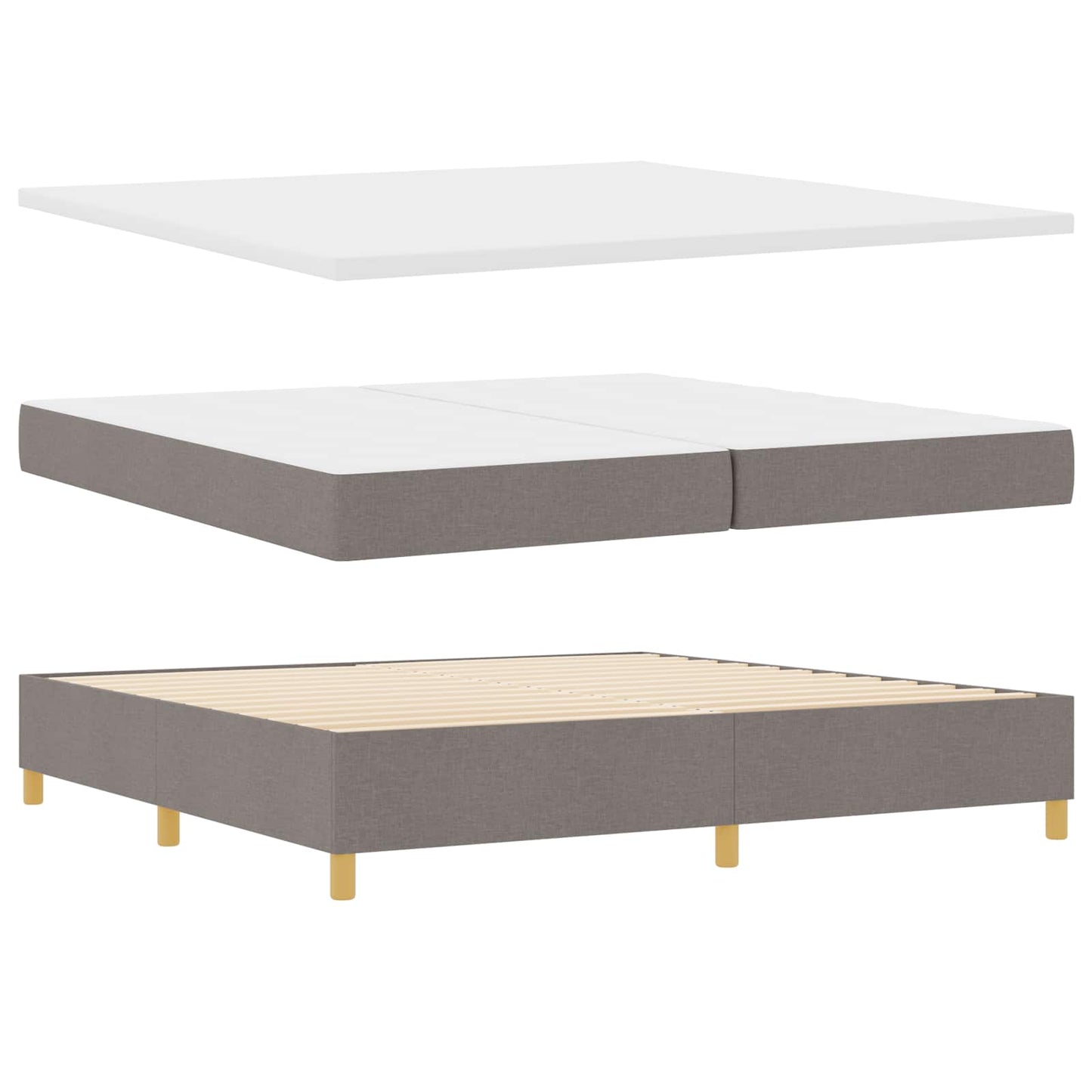 Box spring seng med hovedgærde Gråbrun 200 x 200 cm Stof