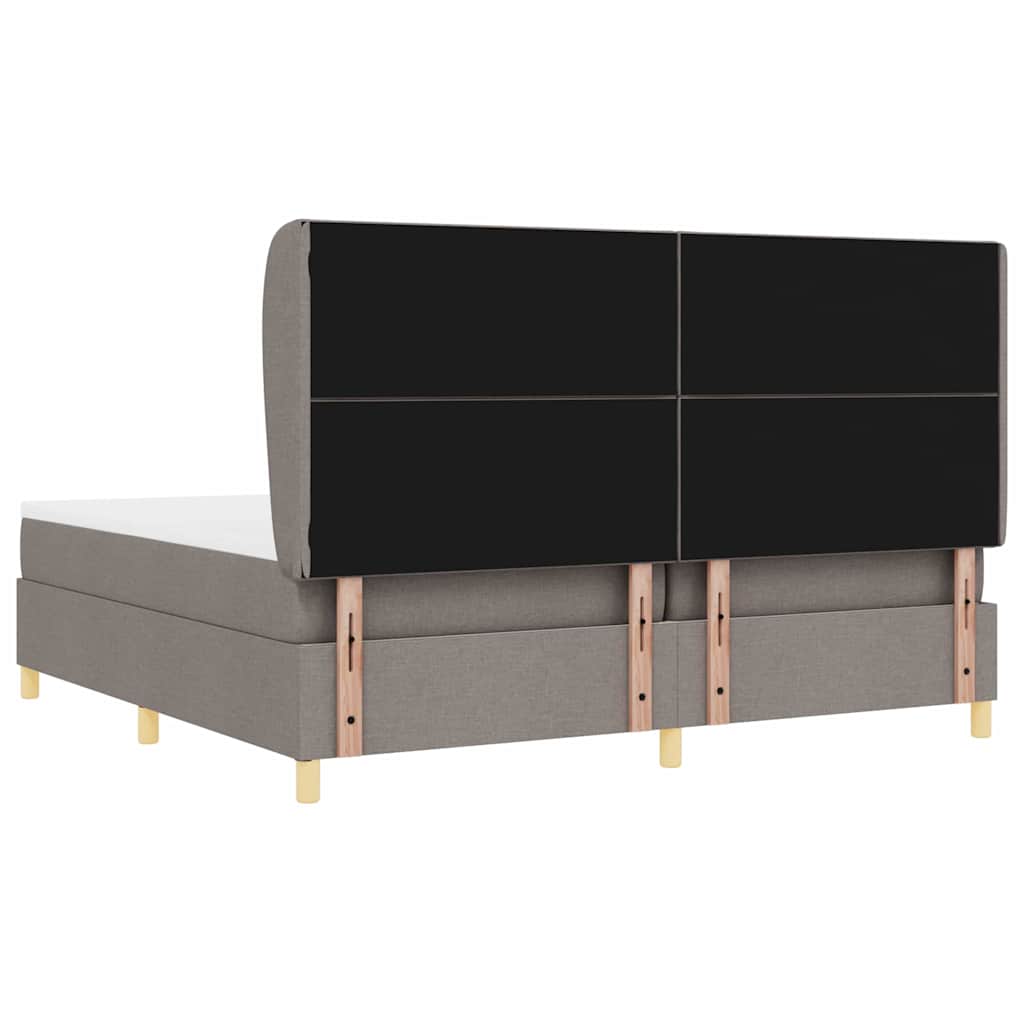 Box spring seng med hovedgærde Gråbrun 200 x 200 cm Stof