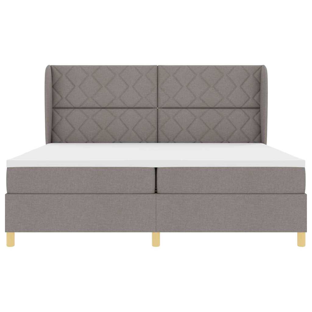Box spring seng med hovedgærde Gråbrun 200 x 200 cm Stof