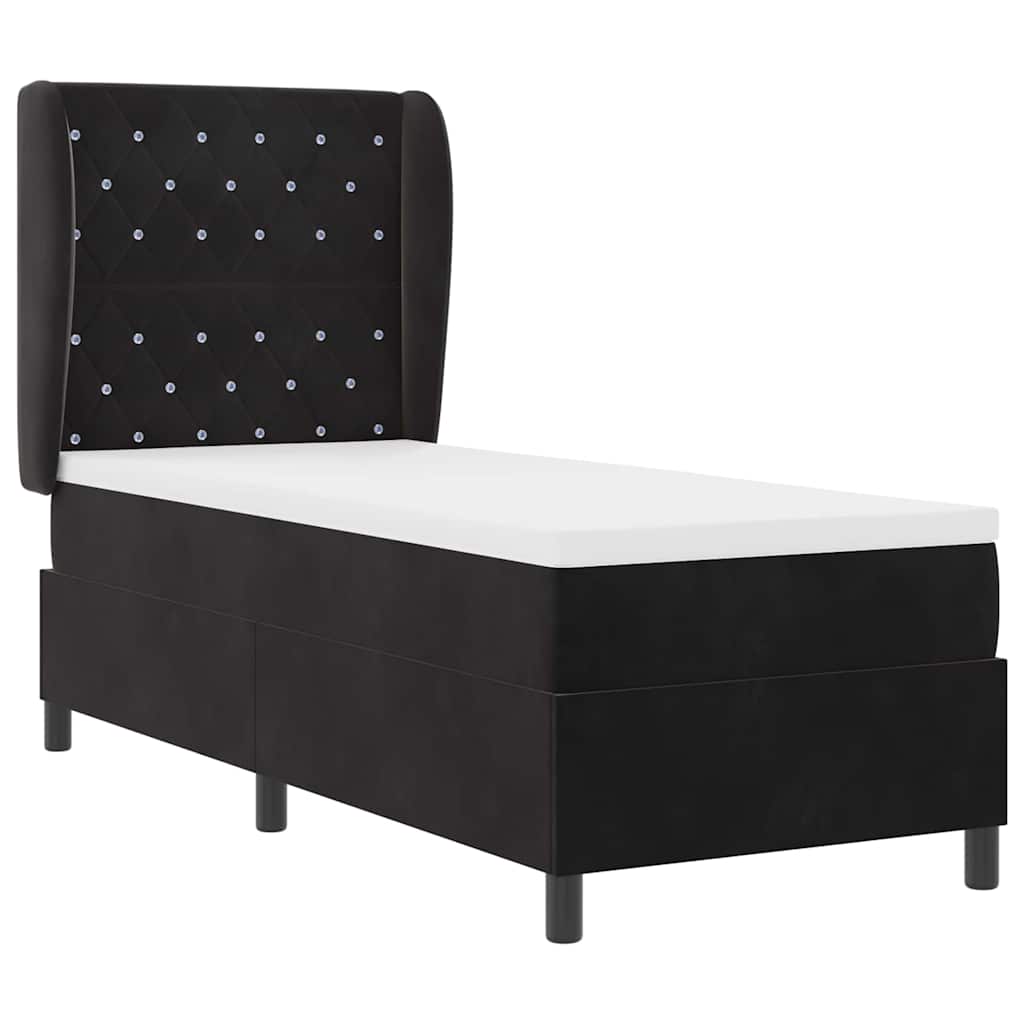 Box spring seng med madras Sort 200 x 80 cm Fløjl