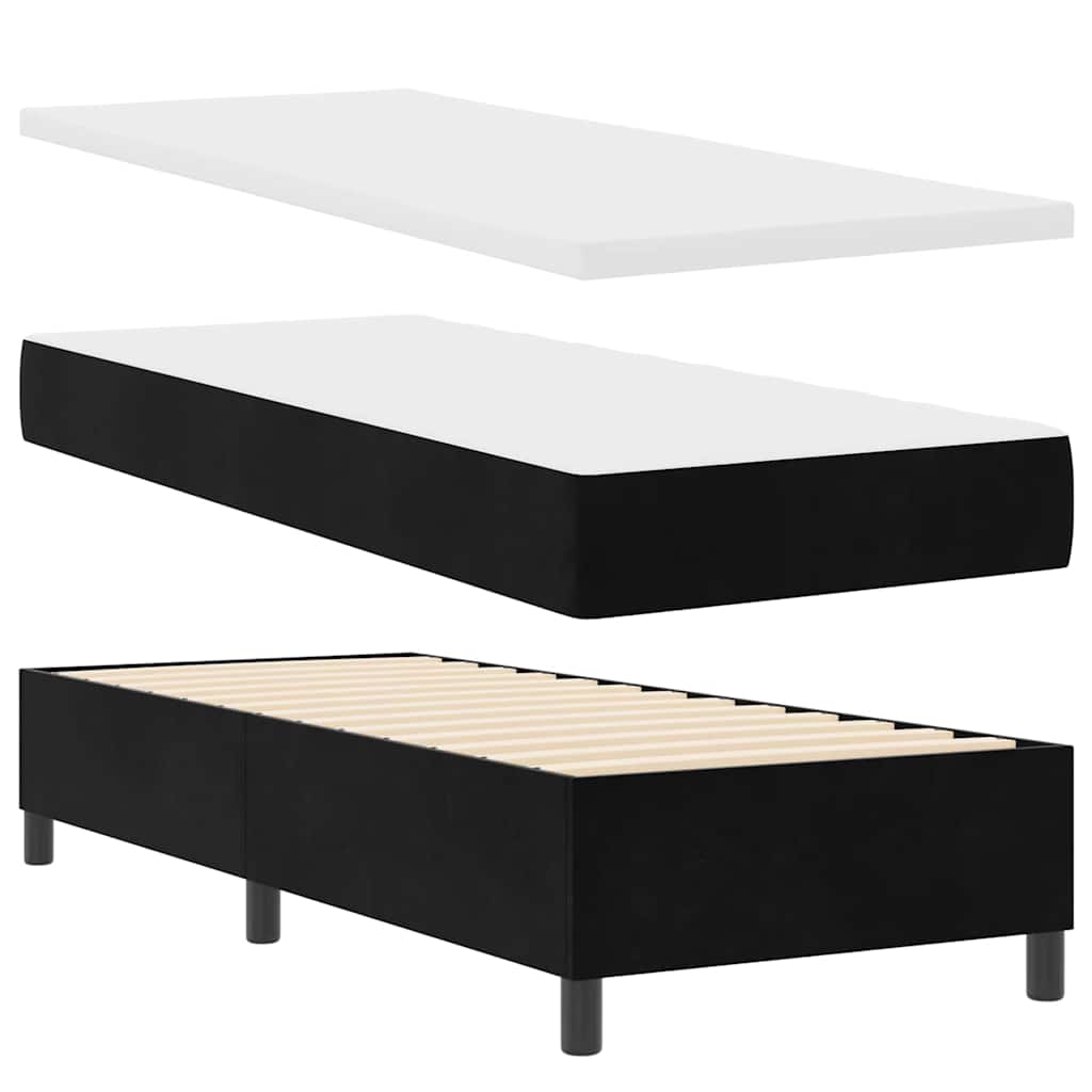 Box spring seng med madras Sort 200 x 80 cm Fløjl
