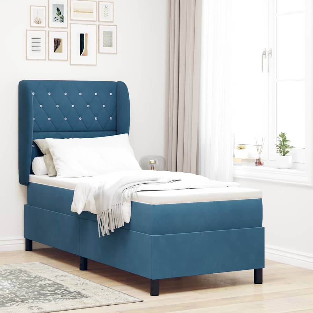 Box spring seng med hovedgærde Mørk blå 200 x 80 cm Fløjl