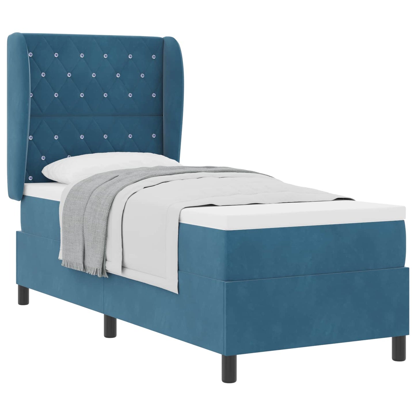 Box spring seng med hovedgærde Mørk blå 200 x 80 cm Fløjl