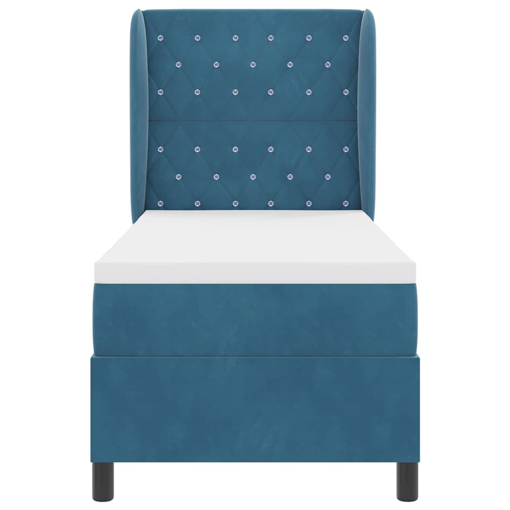Box spring seng med hovedgærde Mørk blå 200 x 80 cm Fløjl