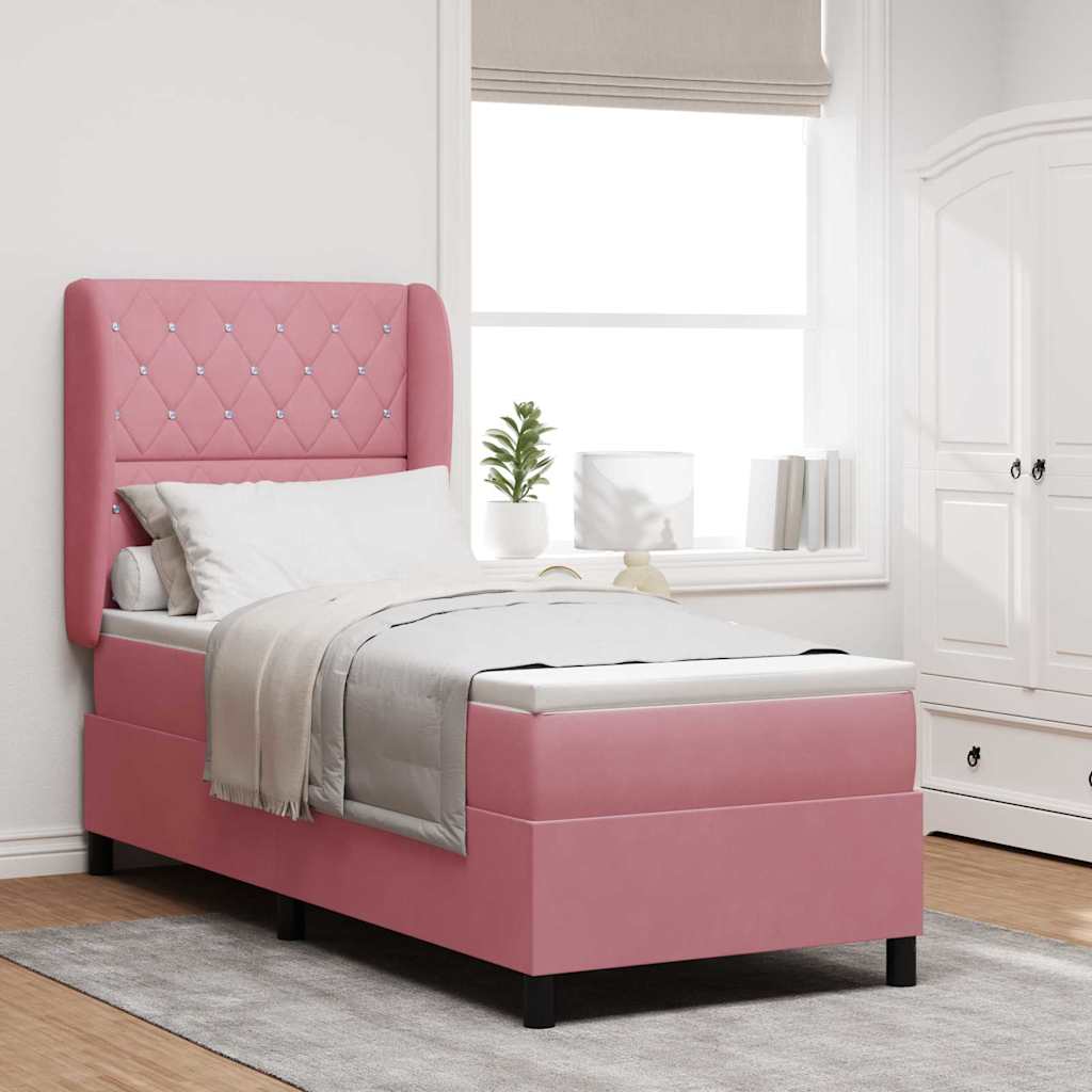 Box spring seng med madras Lyserød 200 x 80 cm Fløjl