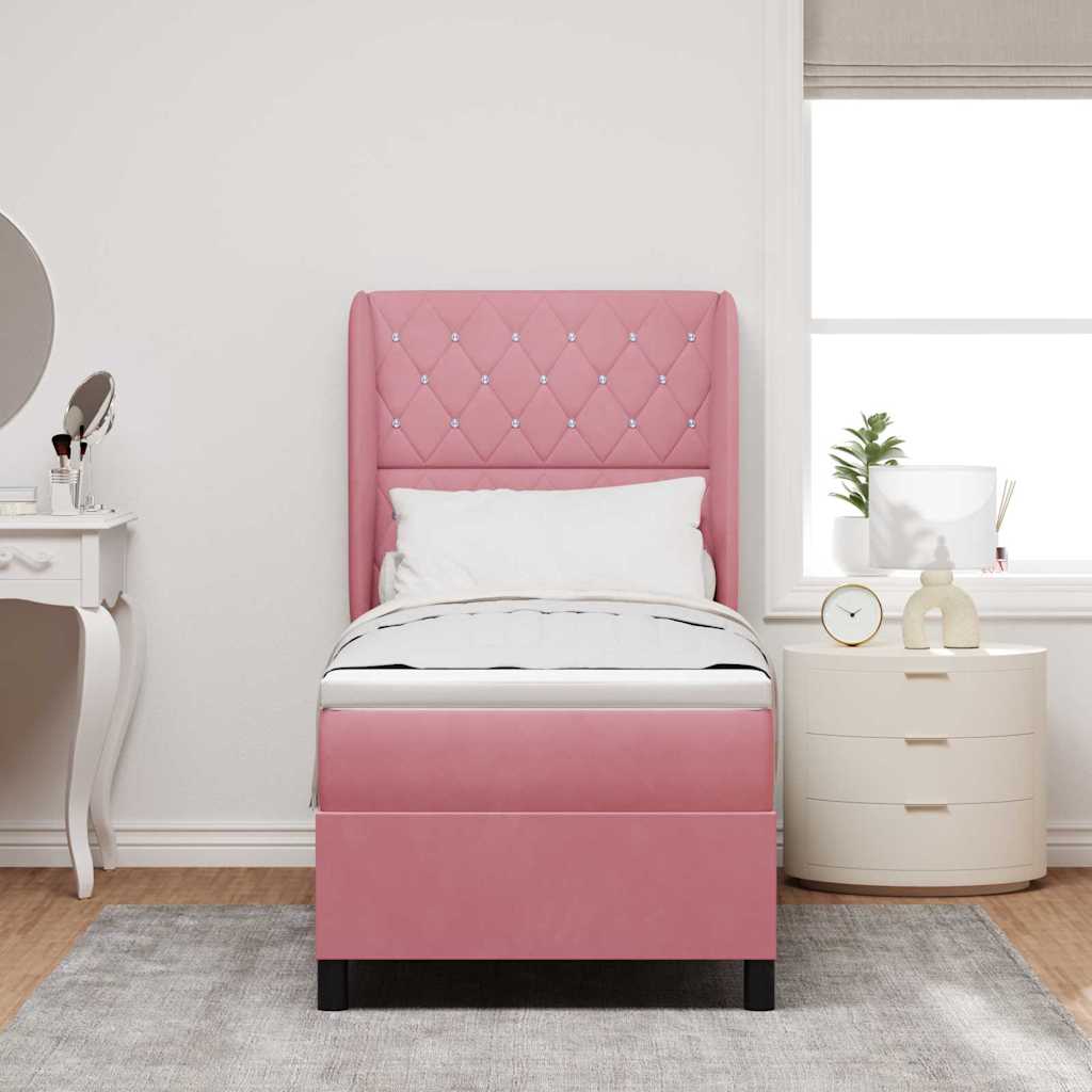 Box spring seng med madras Lyserød 200 x 80 cm Fløjl