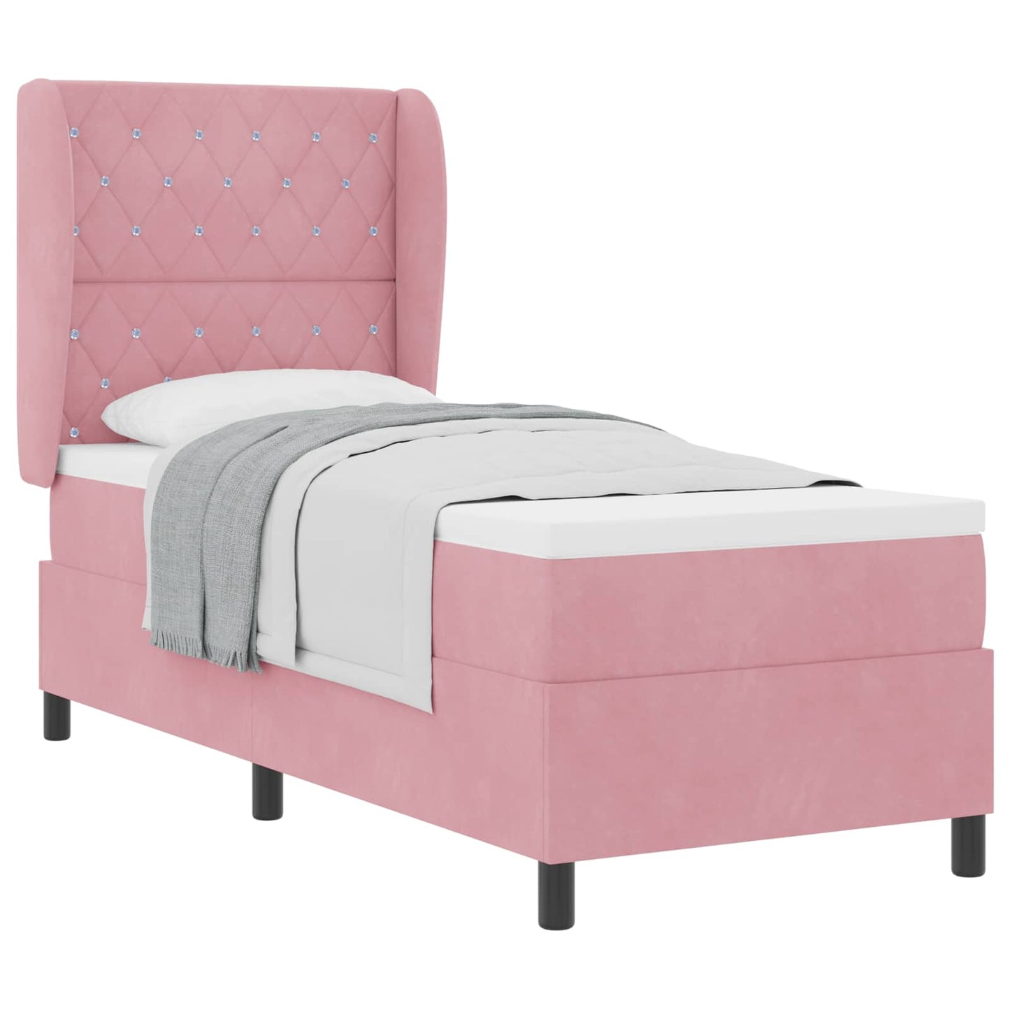 Box spring seng med madras Lyserød 200 x 80 cm Fløjl