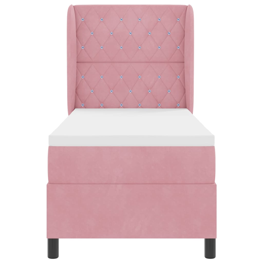 Box spring seng med madras Lyserød 200 x 80 cm Fløjl