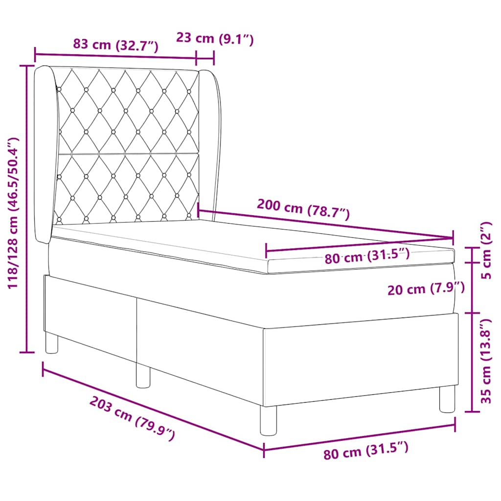 Box spring seng med madras Lyserød 200 x 80 cm Fløjl