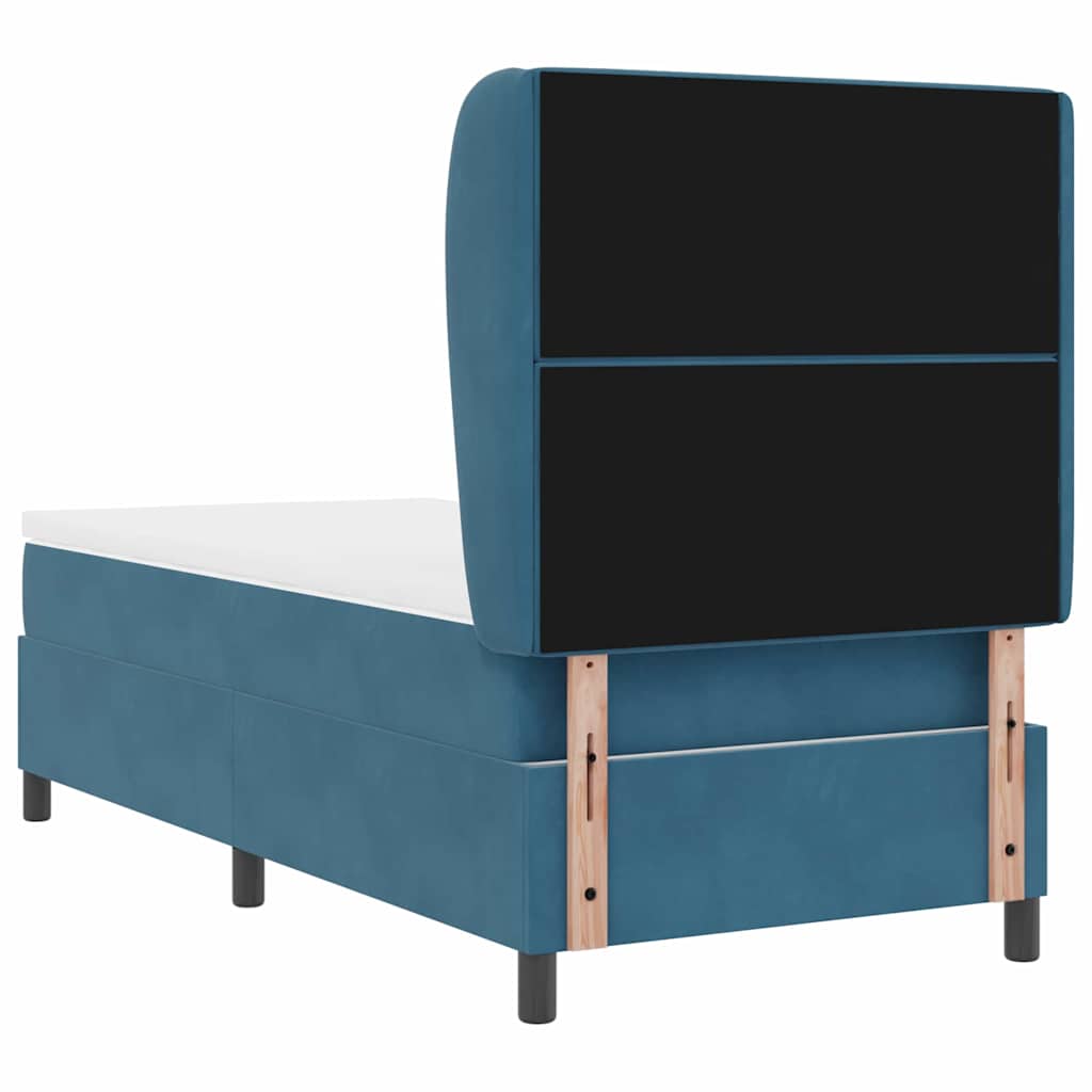 Box spring seng med hovedgærde Mørk blå 190 x 90 cm Fløjl