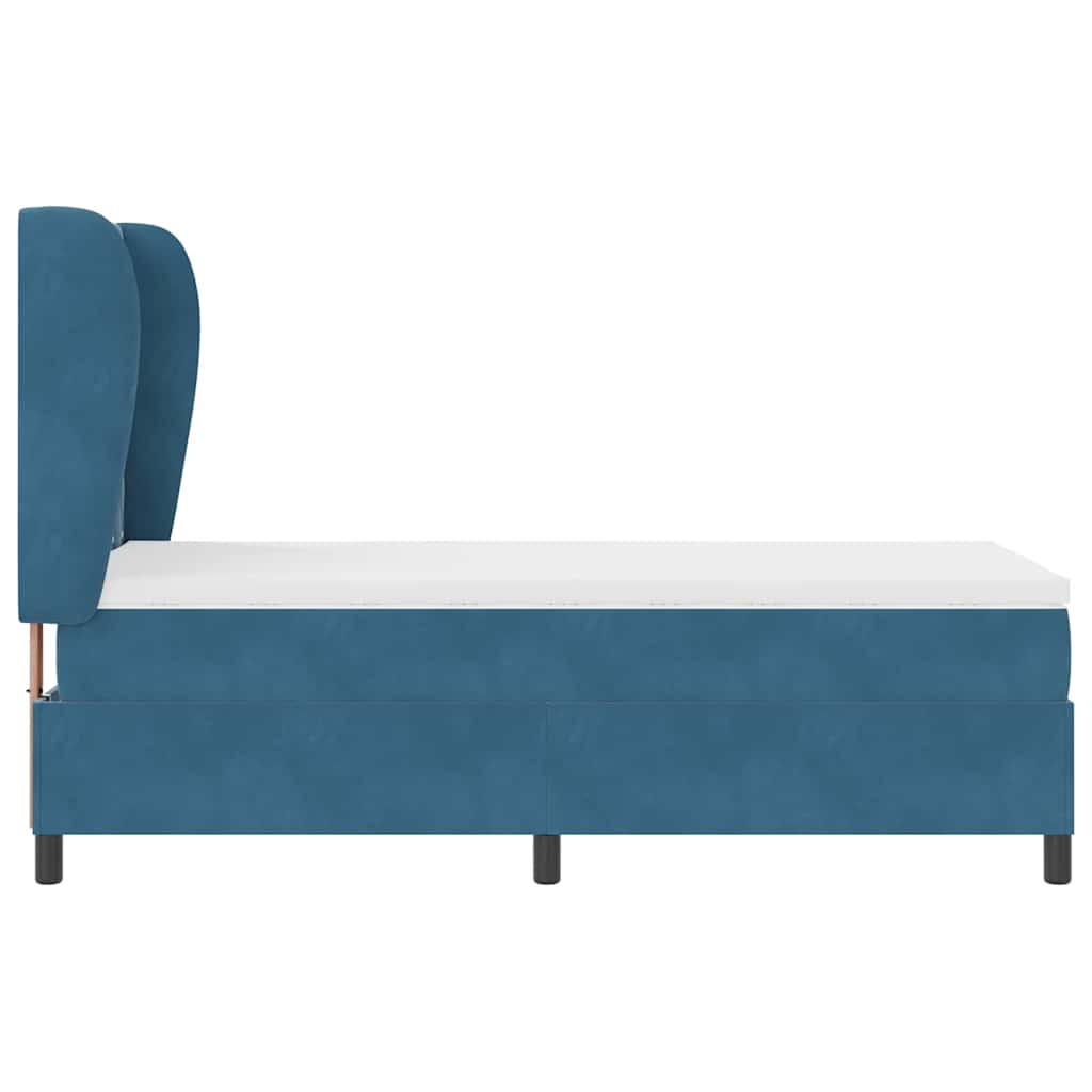 Box spring seng med hovedgærde Mørk blå 190 x 90 cm Fløjl