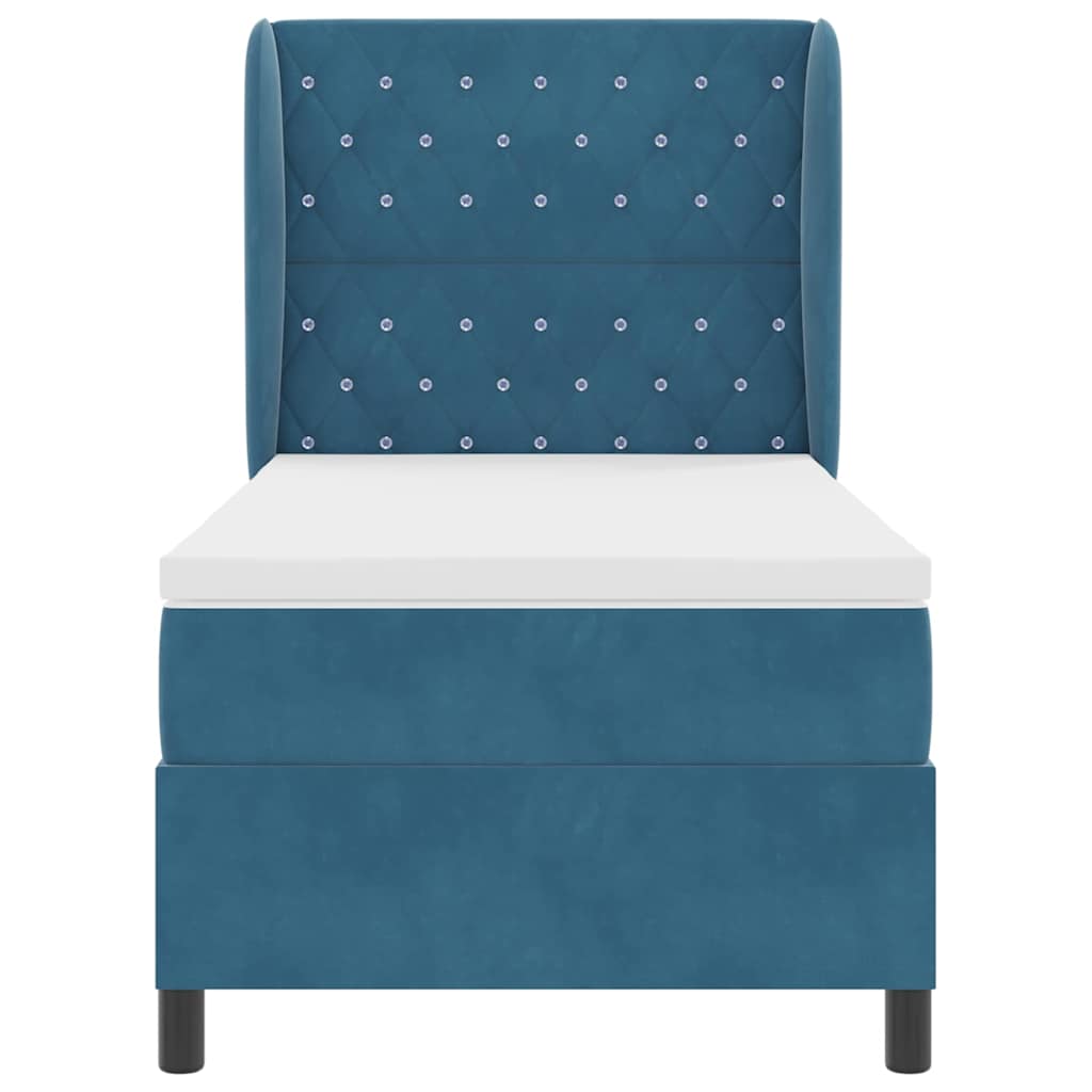 Box spring seng med hovedgærde Mørk blå 200 x 90 cm Fløjl
