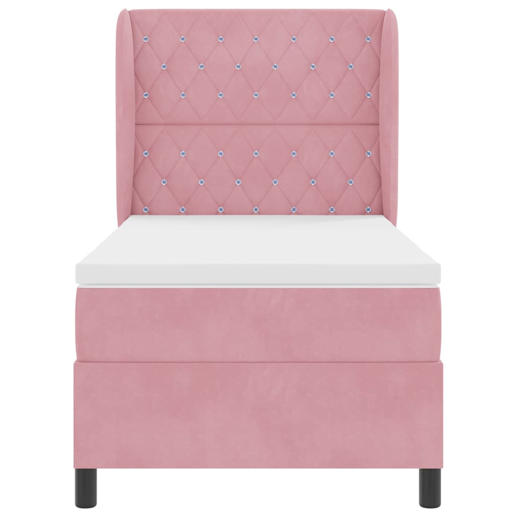 Box spring seng med hovedgærde Lyserød 200 x 90 cm Fløjl